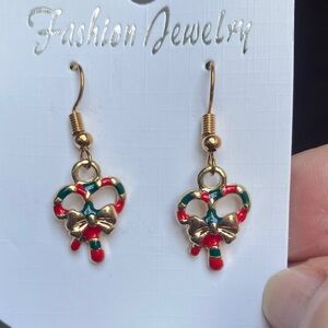 Fashion Jewelry Gold and Red Bow Earrings